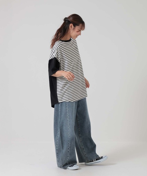 HEART MARKET(ハートマーケット)の「ヘムテールバックボタンチュニック(Tシャツ/カットソー・レディース・ナチュラル/ブラック系/ブラック/イエロー/チャコール/グリーン・FREE)」の8枚目の写真