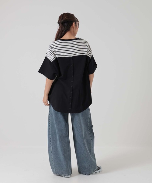 HEART MARKET(ハートマーケット)の「ヘムテールバックボタンチュニック(Tシャツ/カットソー・レディース・ナチュラル/ブラック系/ブラック/イエロー/チャコール/グリーン・FREE)」の9枚目の写真
