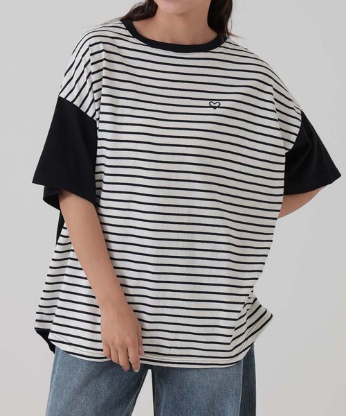 HEART MARKET(ハートマーケット)の「ヘムテールバックボタンチュニック(Tシャツ/カットソー・レディース・ナチュラル/ブラック系/ブラック/イエロー/チャコール/グリーン・FREE)」の10枚目の写真