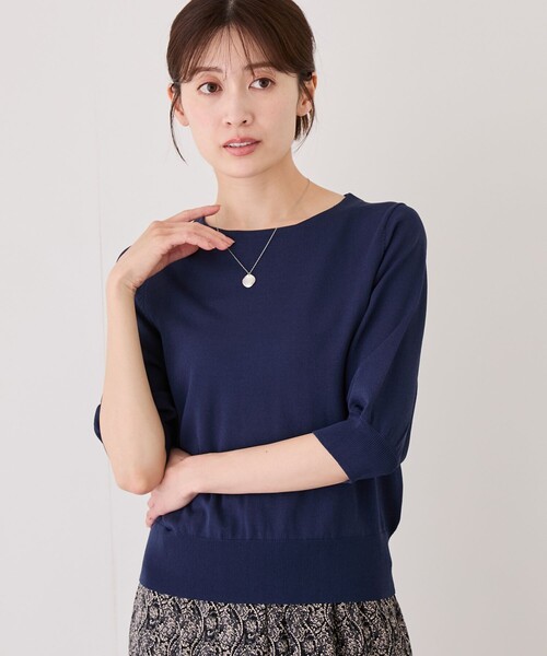 Jayro(ジャイロ)の「パフスリーブ半袖ニット(ニット/セーター・レディース・ライトグレー/ブラック/ネイビー/ピンク/ライトグリーン/ホワイト系その他2/ブルー系その他4・M)」の5枚目の写真