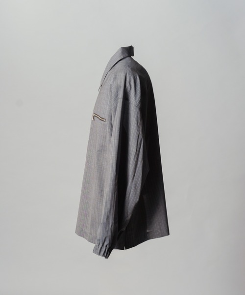 MAISON SPECIAL(メゾンスペシャル)の「《UNISEX》T/W Sheer Stripe Prime-Over Half-Zip Pullover Shirt/T/Wシアーストライププライムオーバーハーフジッププルオーバーシャツ【MAISON SPECIAL/メゾンスペシャル】(シャツ/ブラウス・メンズ・ブラック/グレー・2/1/0)」の10枚目の写真