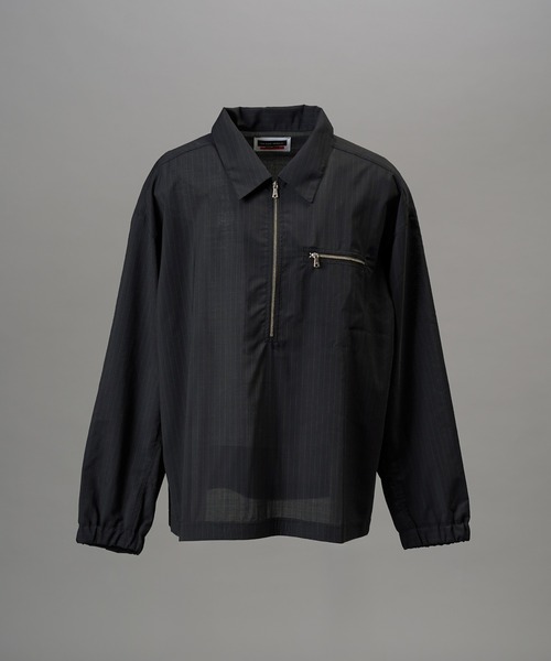 MAISON SPECIAL(メゾンスペシャル)の「《UNISEX》T/W Sheer Stripe Prime-Over Half-Zip Pullover Shirt/T/Wシアーストライププライムオーバーハーフジッププルオーバーシャツ【MAISON SPECIAL/メゾンスペシャル】(シャツ/ブラウス・メンズ・ブラック/グレー・2/1/0)」の22枚目の写真