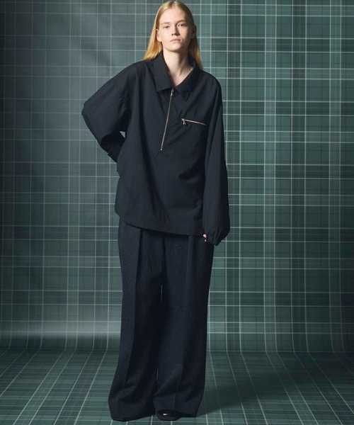 MAISON SPECIAL(メゾンスペシャル)の「《UNISEX》T/W Sheer Stripe Prime-Over Half-Zip Pullover Shirt/T/Wシアーストライププライムオーバーハーフジッププルオーバーシャツ【MAISON SPECIAL/メゾンスペシャル】(シャツ/ブラウス・メンズ・ブラック/グレー・2/1/0)」の16枚目の写真