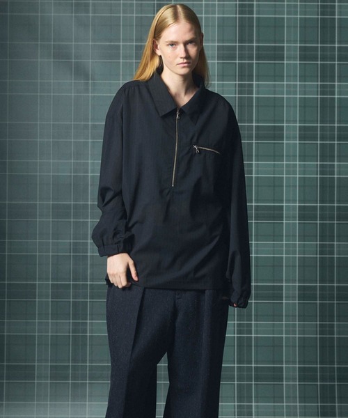 MAISON SPECIAL(メゾンスペシャル)の「《UNISEX》T/W Sheer Stripe Prime-Over Half-Zip Pullover Shirt/T/Wシアーストライププライムオーバーハーフジッププルオーバーシャツ【MAISON SPECIAL/メゾンスペシャル】(シャツ/ブラウス・メンズ・ブラック/グレー・2/1/0)」の19枚目の写真