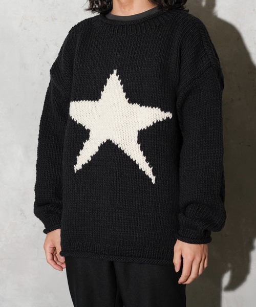 THRIFTY LOOK（スリフティールック）の「THRIFTY LOOK / スリフティールック HAND KNIT ROLLNECK SWEATER ハンドニット ロールネックセーター（ニット/セーター・メンズ・ホワイト/ブラック/ネイビー/ブラック系1・ONE SIZE）」の3枚目の写真