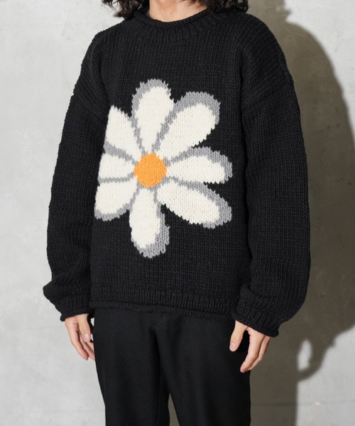 THRIFTY LOOK（スリフティールック）の「THRIFTY LOOK / スリフティールック HAND KNIT ROLLNECK SWEATER ハンドニット ロールネックセーター（ニット/セーター・メンズ・ホワイト/ブラック/ネイビー/ブラック系1・ONE SIZE）」の8枚目の写真