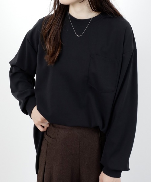 BELLUNA PLUS(ベルーナ)の「【ZOZOTOWN限定】ポケット付Tブラウス(Tシャツ/カットソー・レディース・ブラック/ホワイト・S-M/L-XL)」の2枚目の写真