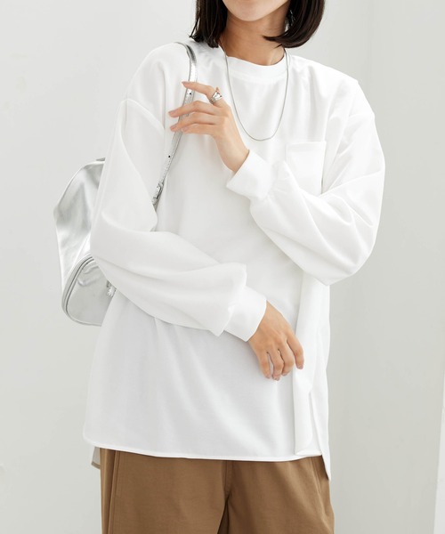 BELLUNA PLUS(ベルーナ)の「【ZOZOTOWN限定】ポケット付Tブラウス(Tシャツ/カットソー・レディース・ブラック/ホワイト・S-M/L-XL)」の3枚目の写真