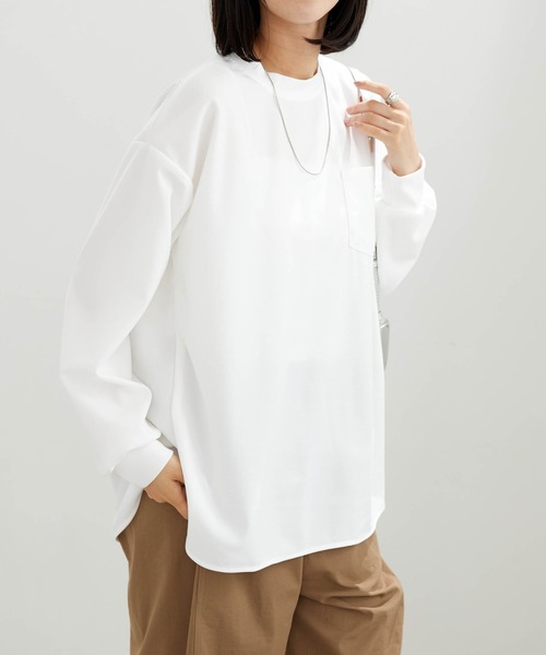 BELLUNA PLUS(ベルーナ)の「【ZOZOTOWN限定】ポケット付Tブラウス(Tシャツ/カットソー・レディース・ブラック/ホワイト・S-M/L-XL)」の5枚目の写真