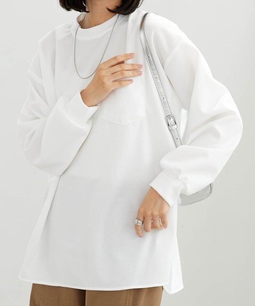 BELLUNA PLUS(ベルーナ)の「【ZOZOTOWN限定】ポケット付Tブラウス(Tシャツ/カットソー・レディース・ブラック/ホワイト・S-M/L-XL)」の6枚目の写真