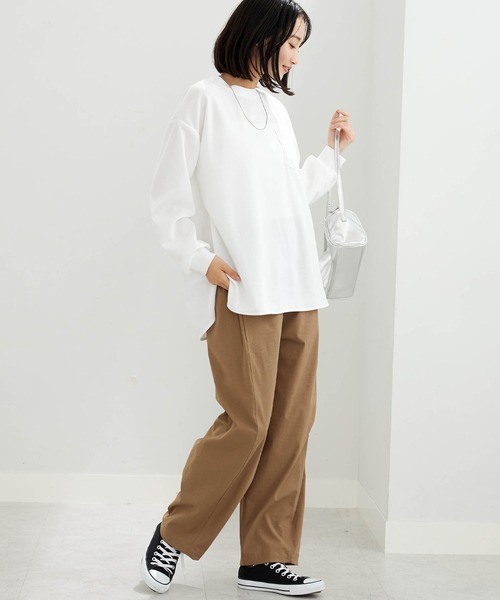 BELLUNA PLUS(ベルーナ)の「【ZOZOTOWN限定】ポケット付Tブラウス(Tシャツ/カットソー・レディース・ブラック/ホワイト・S-M/L-XL)」の9枚目の写真