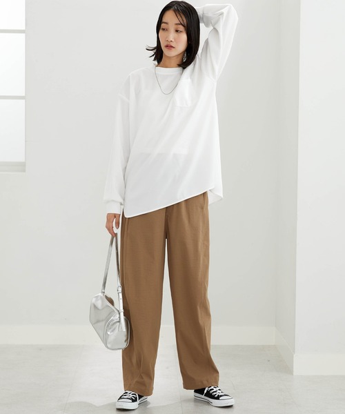BELLUNA PLUS(ベルーナ)の「【ZOZOTOWN限定】ポケット付Tブラウス(Tシャツ/カットソー・レディース・ブラック/ホワイト・S-M/L-XL)」の11枚目の写真