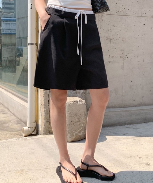 2ly2(トゥーリートゥー)の「配色ウエスト ワイドショートパンツ ハーフパンツ イージーパンツ(その他パンツ・レディース・グレー/ブラック・FREE)」の8枚目の写真