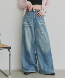 ad thie | ペイントデザイン ワイド デニムパンツ(デニムパンツ)