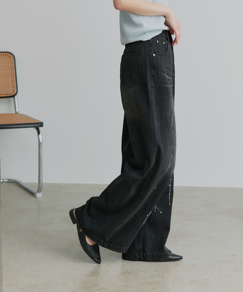 ad thie(アドティエ)の「ペイントデザイン ワイド デニムパンツ(デニムパンツ・レディース・ブルー/ブラック・LARGE/MEDIUM)」の19枚目の写真