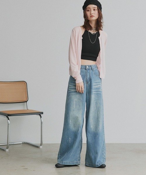 ad thie(アドティエ)の「ペイントデザイン ワイド デニムパンツ(デニムパンツ・レディース・ブルー/ブラック・LARGE/MEDIUM)」の22枚目の写真