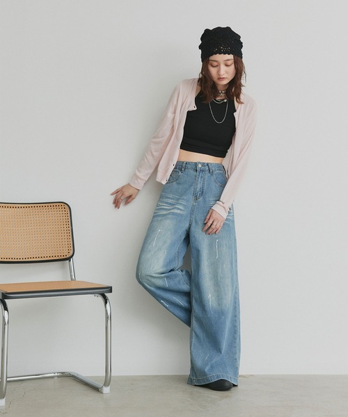 ad thie(アドティエ)の「ペイントデザイン ワイド デニムパンツ(デニムパンツ・レディース・ブルー/ブラック・LARGE/MEDIUM)」の7枚目の写真