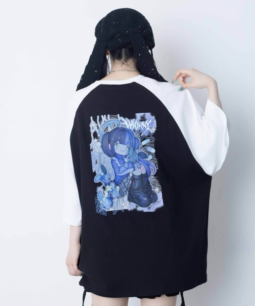 Whinny(ホワイニー)の「Whinny/【2026夏新作♪】闇うさぎ大懐きティー(Tシャツ/カットソー・レディース・ブラック/サックスブルー/ホワイト・FREE)」の1枚目の写真