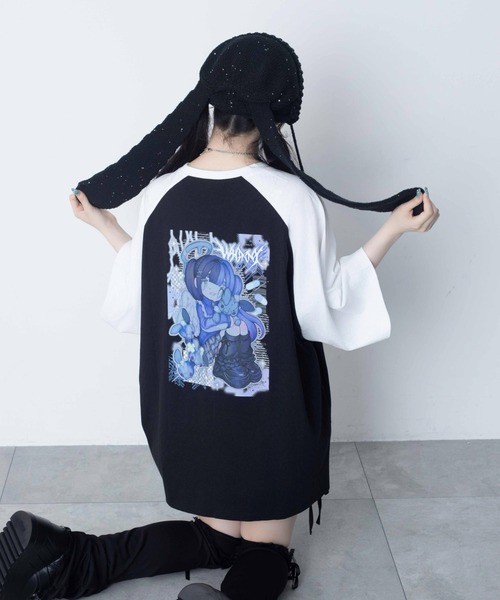 Whinny(ホワイニー)の「Whinny/【2026夏新作♪】闇うさぎ大懐きティー(Tシャツ/カットソー・レディース・ブラック/サックスブルー/ホワイト・FREE)」の10枚目の写真