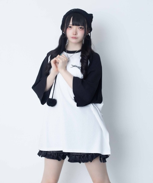Whinny(ホワイニー)の「Whinny/【2026夏新作♪】闇うさぎ大懐きティー(Tシャツ/カットソー・レディース・ブラック/サックスブルー/ホワイト・FREE)」の11枚目の写真