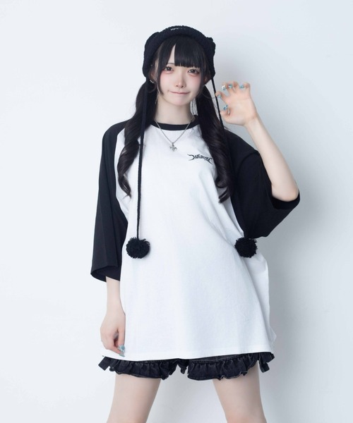 Whinny(ホワイニー)の「Whinny/【2026夏新作♪】闇うさぎ大懐きティー(Tシャツ/カットソー・レディース・ブラック/サックスブルー/ホワイト・FREE)」の12枚目の写真