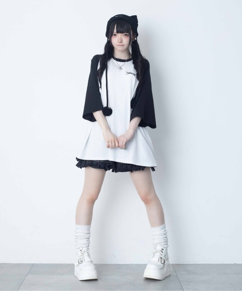 Whinny(ホワイニー)の「Whinny/【2026夏新作♪】闇うさぎ大懐きティー(Tシャツ/カットソー・レディース・ブラック/サックスブルー/ホワイト・FREE)」の14枚目の写真