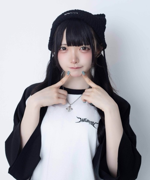 Whinny(ホワイニー)の「Whinny/【2026夏新作♪】闇うさぎ大懐きティー(Tシャツ/カットソー・レディース・ブラック/サックスブルー/ホワイト・FREE)」の15枚目の写真