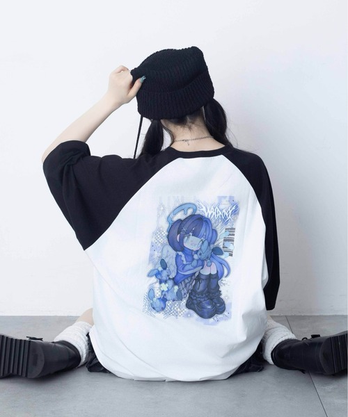 Whinny(ホワイニー)の「Whinny/【2026夏新作♪】闇うさぎ大懐きティー(Tシャツ/カットソー・レディース・ブラック/サックスブルー/ホワイト・FREE)」の16枚目の写真