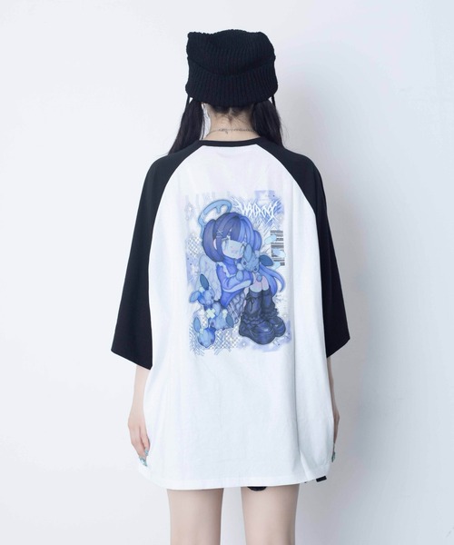 Whinny(ホワイニー)の「Whinny/【2026夏新作♪】闇うさぎ大懐きティー(Tシャツ/カットソー・レディース・ブラック/サックスブルー/ホワイト・FREE)」の21枚目の写真