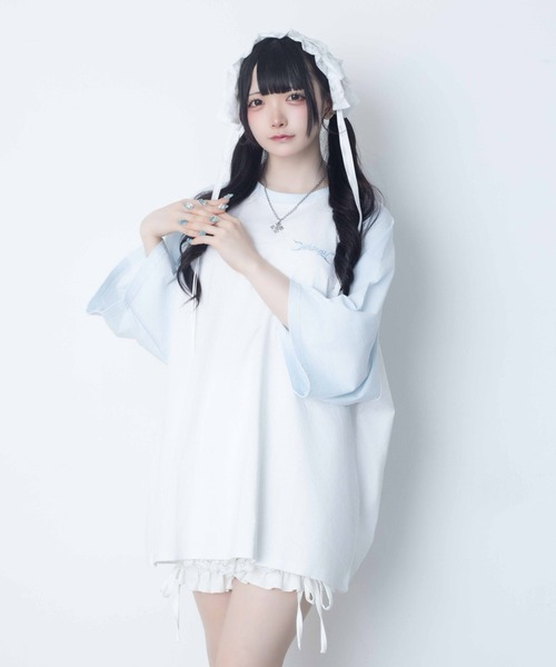 Whinny(ホワイニー)の「Whinny/【2026夏新作♪】闇うさぎ大懐きティー(Tシャツ/カットソー・レディース・ブラック/サックスブルー/ホワイト・FREE)」の22枚目の写真