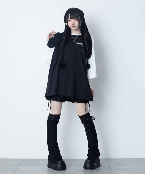 Whinny(ホワイニー)の「Whinny/【2026夏新作♪】闇うさぎ大懐きティー(Tシャツ/カットソー・レディース・ブラック/サックスブルー/ホワイト・FREE)」の8枚目の写真