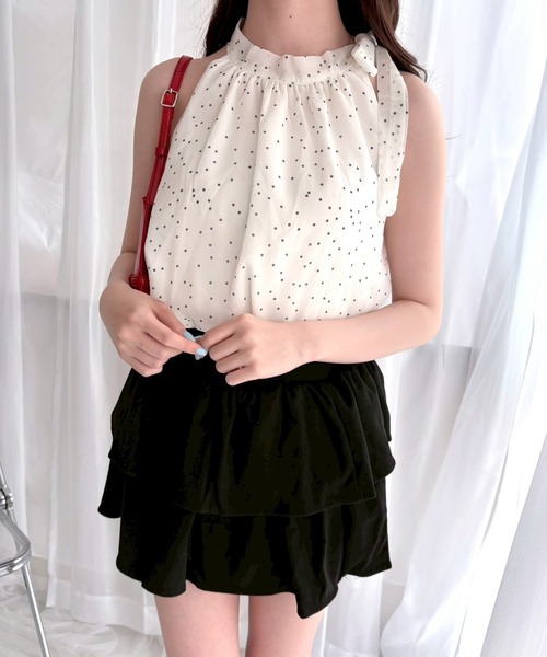 merrylatte(メリーラテ)の「ドットシフォンリボンシャツ(シャツ/ブラウス・レディース・ドット・MEDIUM)」の4枚目の写真