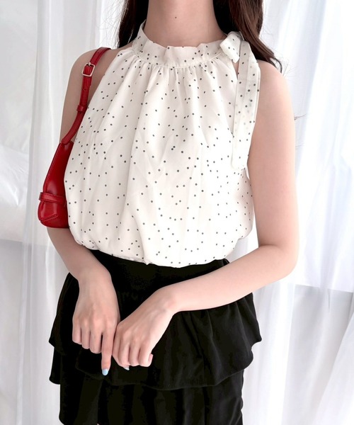 merrylatte(メリーラテ)の「ドットシフォンリボンシャツ(シャツ/ブラウス・レディース・ドット・MEDIUM)」の6枚目の写真