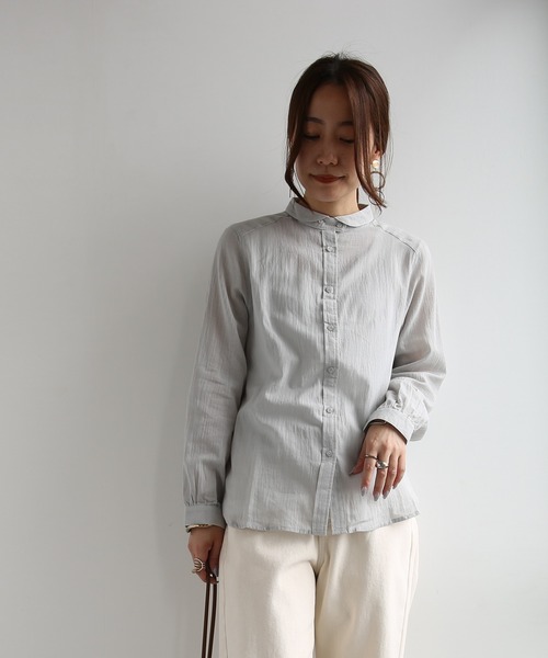 and it_（アンドイット）の「丸襟コットンブラウス（シャツ/ブラウス・レディース・グレイッシュブルー・M-L）」の14枚目の写真