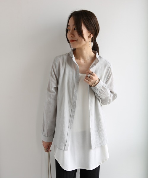 and it_（アンドイット）の「丸襟コットンブラウス（シャツ/ブラウス・レディース・グレイッシュブルー・M-L）」の21枚目の写真