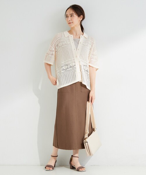 SHOO・LA・RUE(シューラルー)の「レースニットカーディガン(カーディガン/ボレロ・レディース・ブラック/ダークブラウン/アイボリー・01/02/04/03)」の6枚目の写真