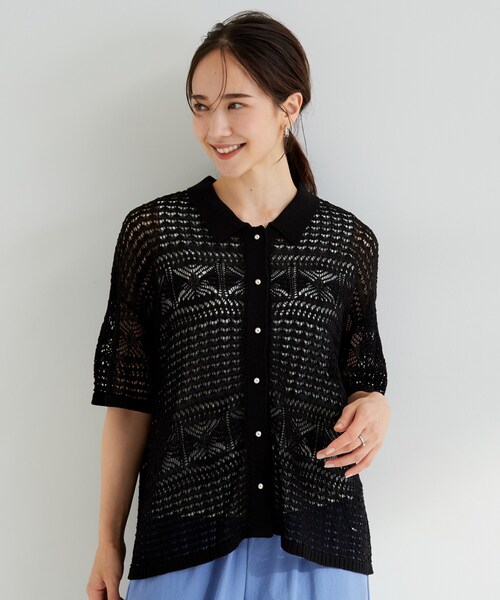 SHOO・LA・RUE(シューラルー)の「レースニットカーディガン(カーディガン/ボレロ・レディース・ブラック/ダークブラウン/アイボリー・01/02/04/03)」の8枚目の写真