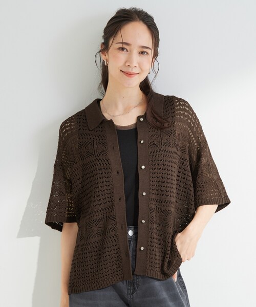 SHOO・LA・RUE(シューラルー)の「レースニットカーディガン(カーディガン/ボレロ・レディース・ブラック/ダークブラウン/アイボリー・01/02/04/03)」の12枚目の写真