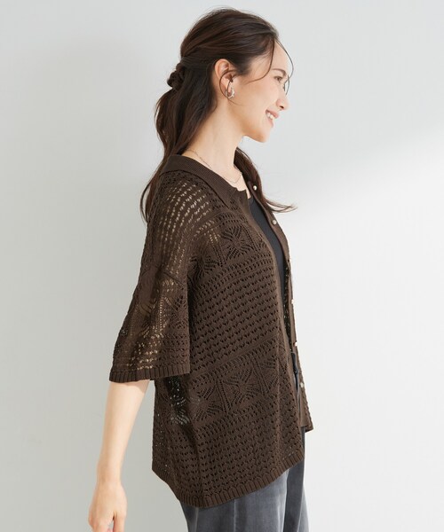 SHOO・LA・RUE(シューラルー)の「レースニットカーディガン(カーディガン/ボレロ・レディース・ブラック/ダークブラウン/アイボリー・01/02/04/03)」の13枚目の写真