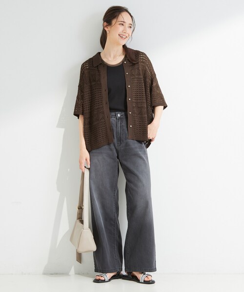 SHOO・LA・RUE(シューラルー)の「レースニットカーディガン(カーディガン/ボレロ・レディース・ブラック/ダークブラウン/アイボリー・01/02/04/03)」の14枚目の写真