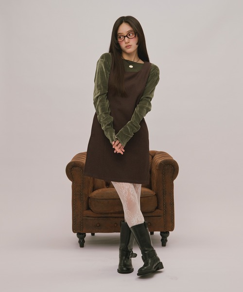 loin nuit(ロワンニュイ)の「assort pencil dress / アソートペンシルドレス(ジャンパースカート・レディース・グレー/ブラウン/ダークブラウン・FREE/SMALL)」の12枚目の写真