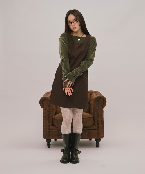 loin nuit(ロワンニュイ)の「assort pencil dress / アソートペンシルドレス(ジャンパースカート・レディース・グレー/ブラウン/ダークブラウン・FREE/SMALL)」の13枚目の写真