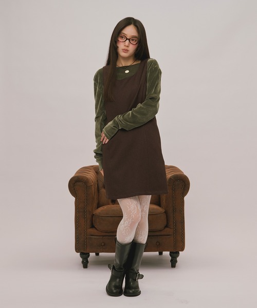 loin nuit(ロワンニュイ)の「assort pencil dress / アソートペンシルドレス(ジャンパースカート・レディース・グレー/ブラウン/ダークブラウン・FREE/SMALL)」の14枚目の写真