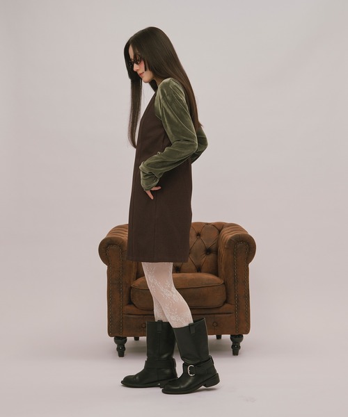 loin nuit(ロワンニュイ)の「assort pencil dress / アソートペンシルドレス(ジャンパースカート・レディース・グレー/ブラウン/ダークブラウン・FREE/SMALL)」の16枚目の写真