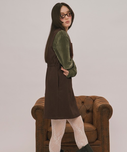 loin nuit(ロワンニュイ)の「assort pencil dress / アソートペンシルドレス(ジャンパースカート・レディース・グレー/ブラウン/ダークブラウン・FREE/SMALL)」の18枚目の写真