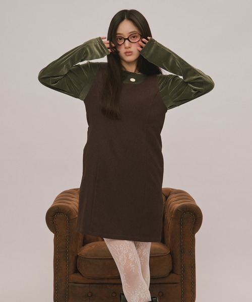 loin nuit(ロワンニュイ)の「assort pencil dress / アソートペンシルドレス(ジャンパースカート・レディース・グレー/ブラウン/ダークブラウン・FREE/SMALL)」の19枚目の写真