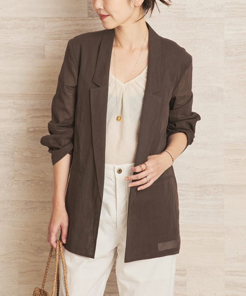 plage（プラージュ）の「organic cotton sheer ジャケット（その他アウター・レディース・ブラウン/ブラック・36/38）」の2枚目の写真
