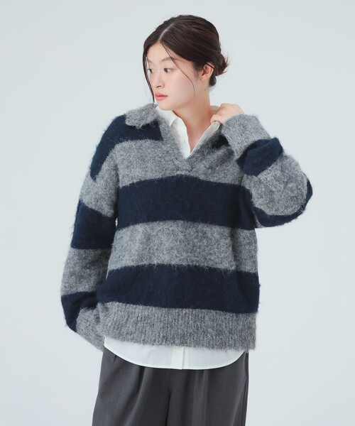 BEAMS HEART(ビームスハート)の「シャギー ラガー ニット(ニット/セーター・レディース・ブラウン/グレー/チャコールグレー・FREE)」の7枚目の写真