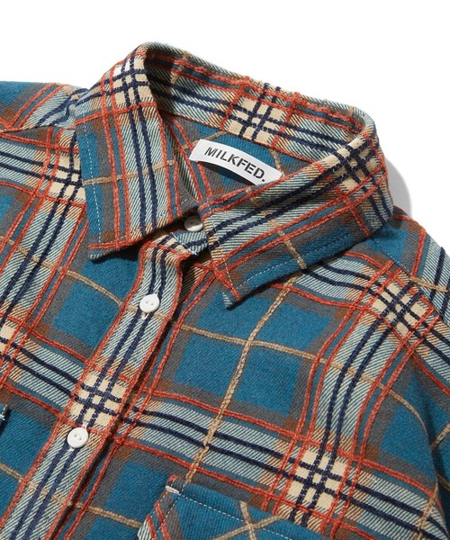 MILKFED.（ミルクフェド）の「LOGO PLAID SHIRT（シャツ/ブラウス・レディース・ブルー/ブラック/ブラウン・S/M）」の22枚目の写真