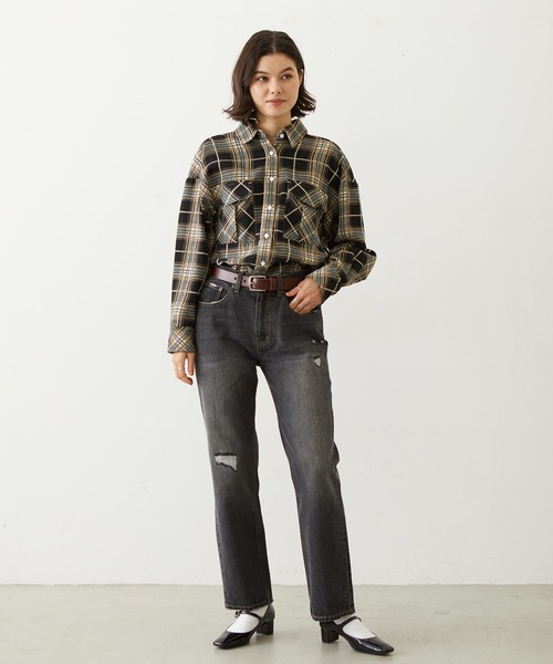 MILKFED.（ミルクフェド）の「LOGO PLAID SHIRT（シャツ/ブラウス・レディース・ブルー/ブラック/ブラウン・S/M）」の6枚目の写真